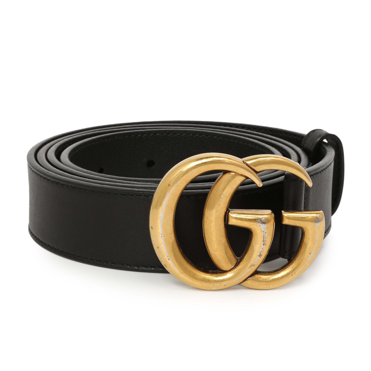 Exclusive Gucci Black Calfskin Double G 30mm Belt — Back View