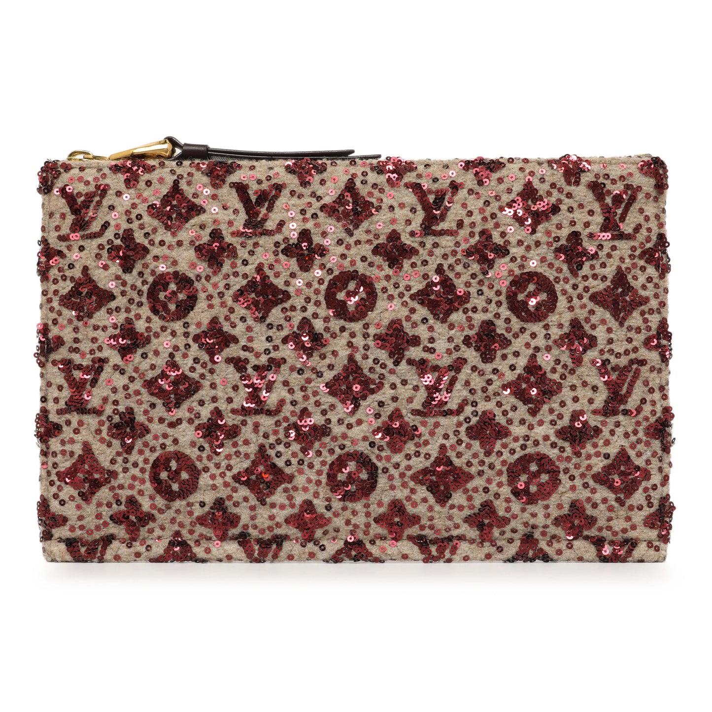 Exclusive Louis Vuitton Bordeaux Sequin Monogram Sunshine Express Pochette — Front View