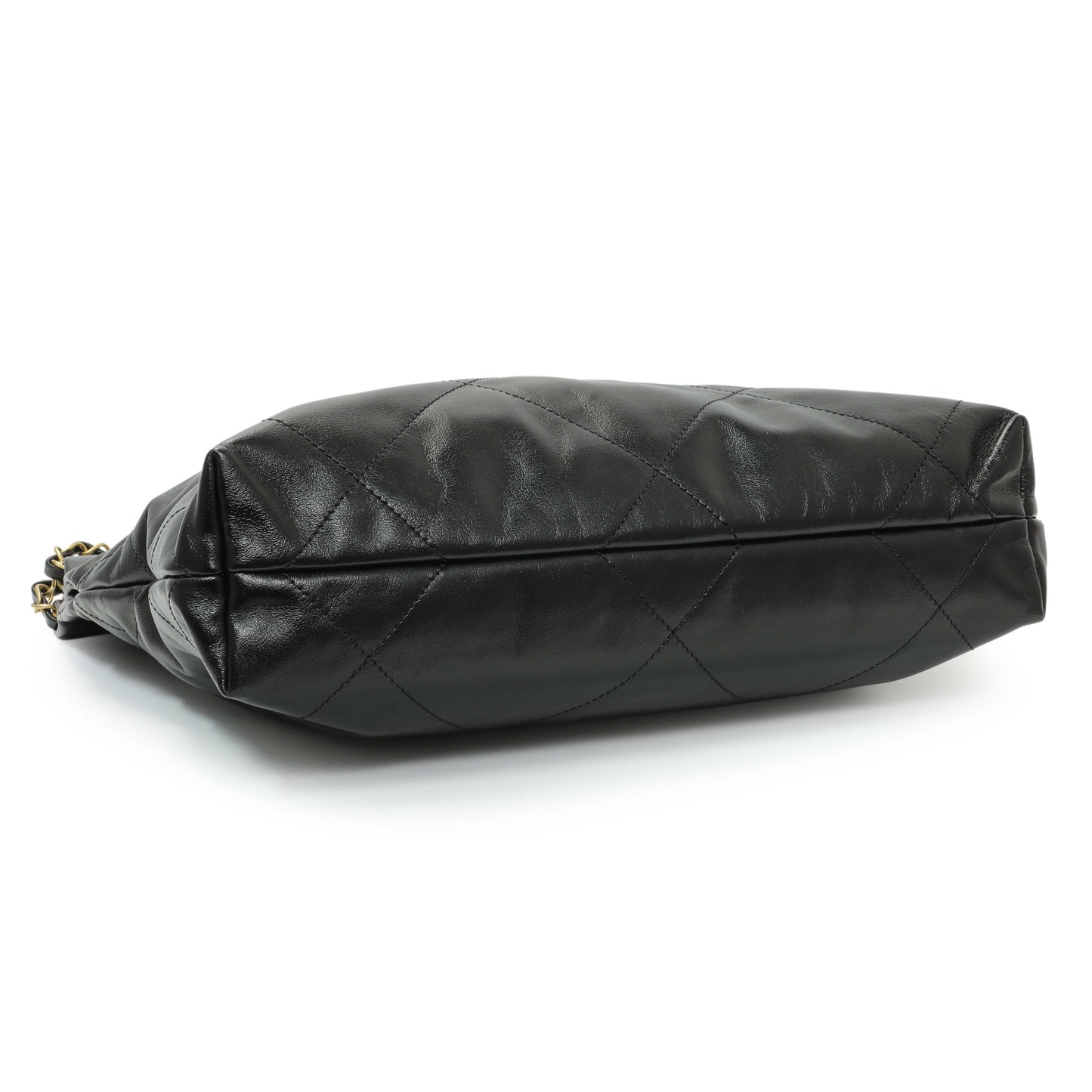 Exclusive Chanel Black Quilted Shiny Calfskin Small Chanel 22 — Back View
