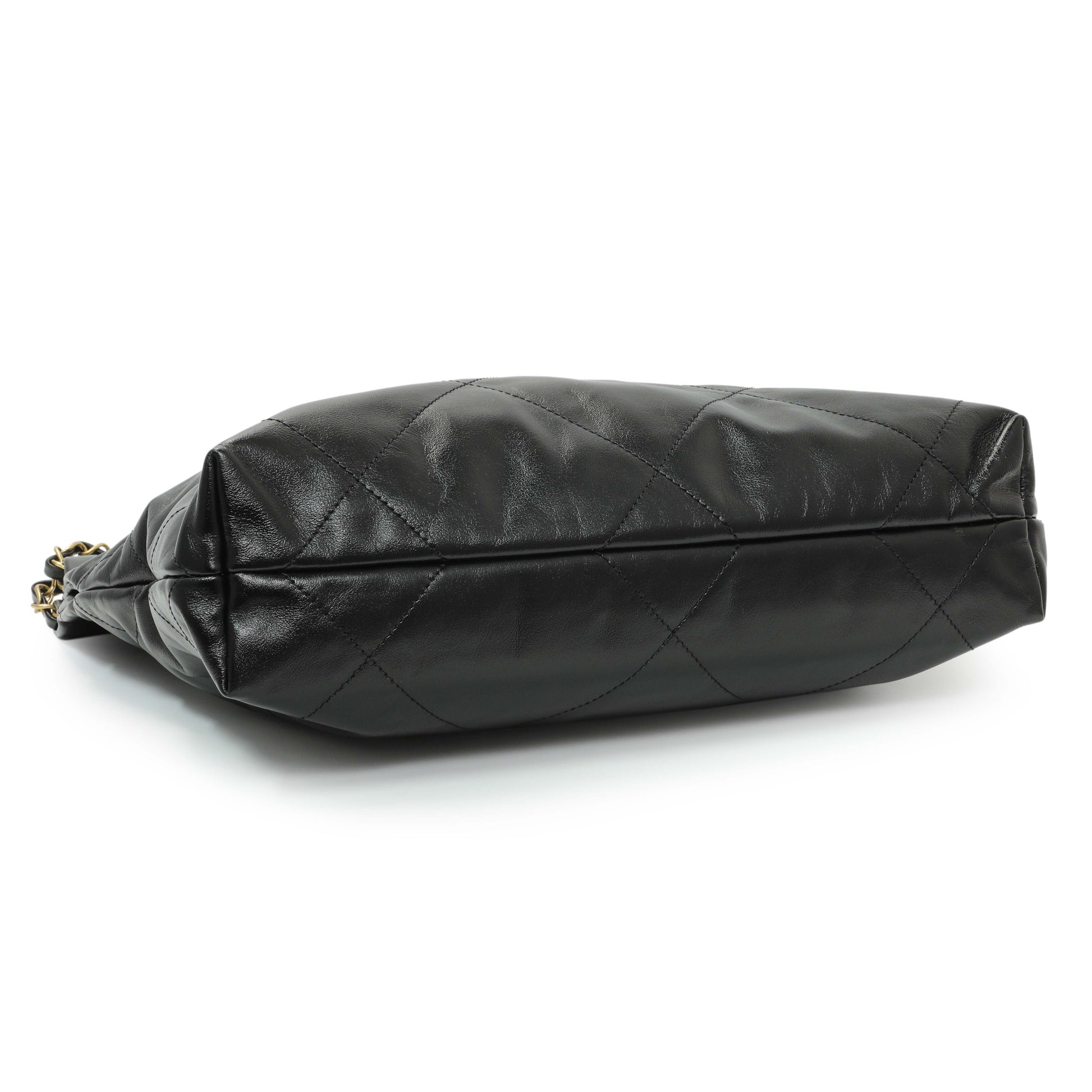 Exclusive Chanel Black Quilted Shiny Calfskin Small Chanel 22 — Back View