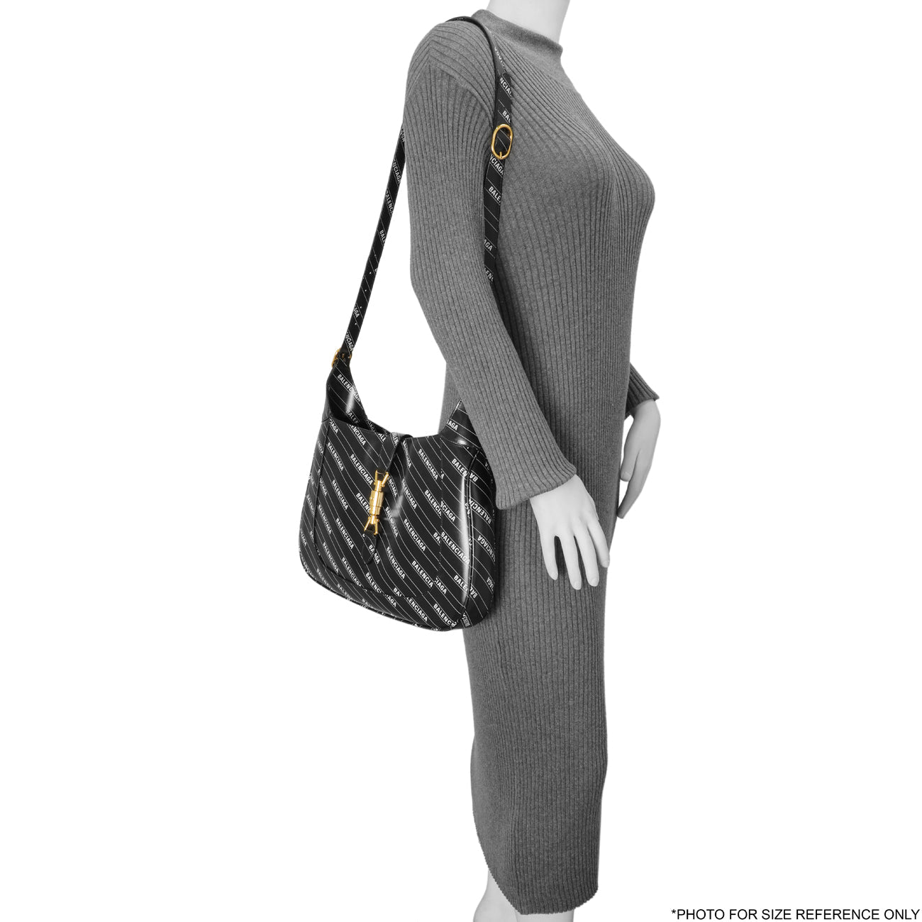 Exclusive Gucci X Balenciaga Black Calfskin Logo Print Medium Jackie 1961 Hobo — Alternate View 15