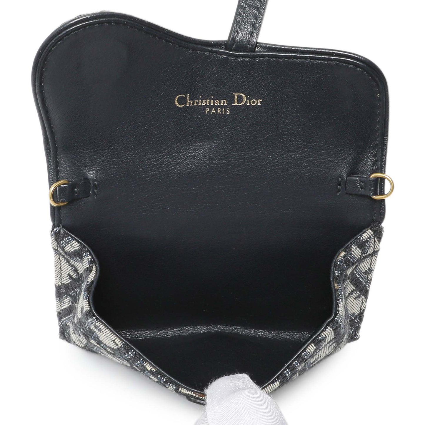 Exclusive Christian Dior Oblique Nano Saddle Chain Pouch — Top View