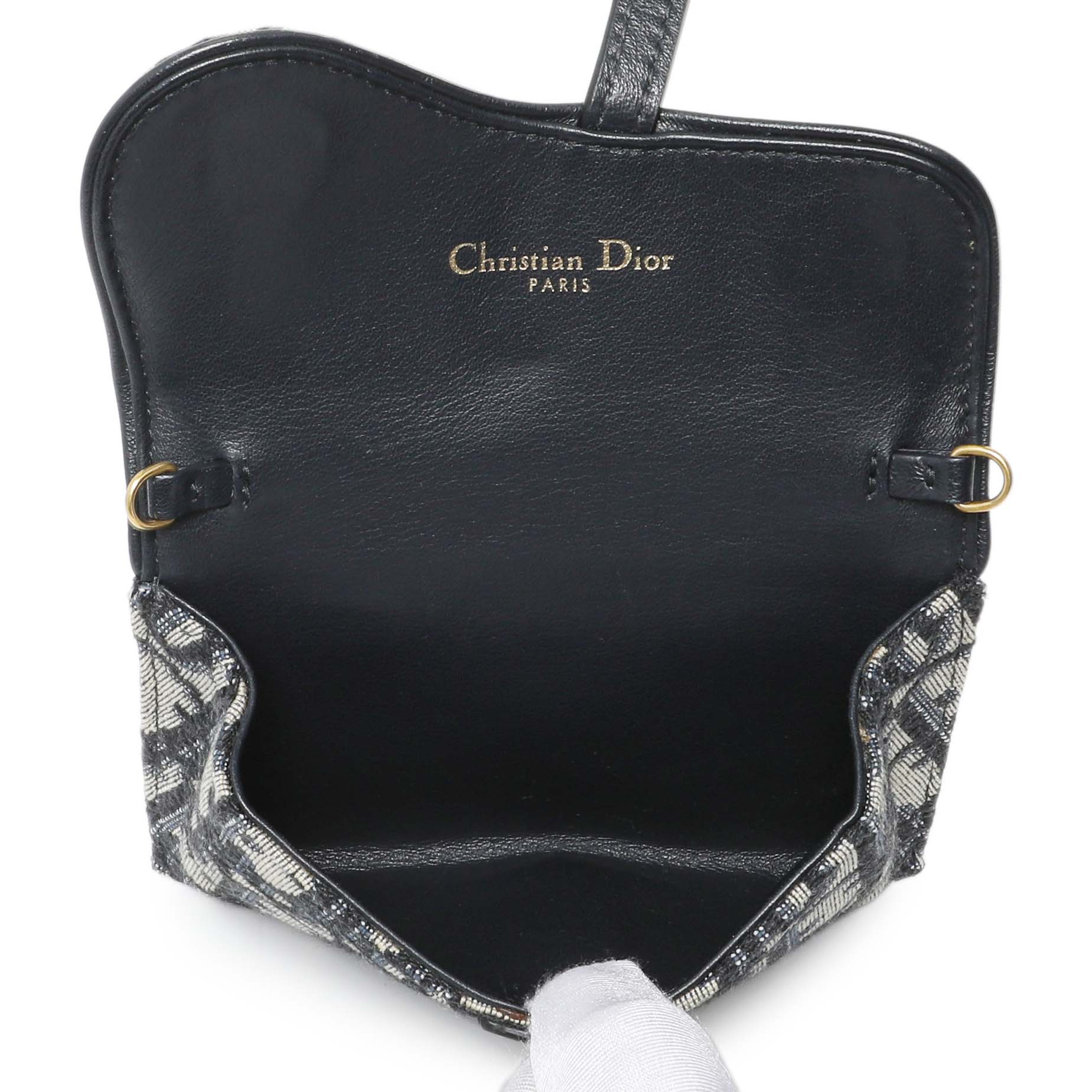 Exclusive Christian Dior Oblique Nano Saddle Chain Pouch — Top View