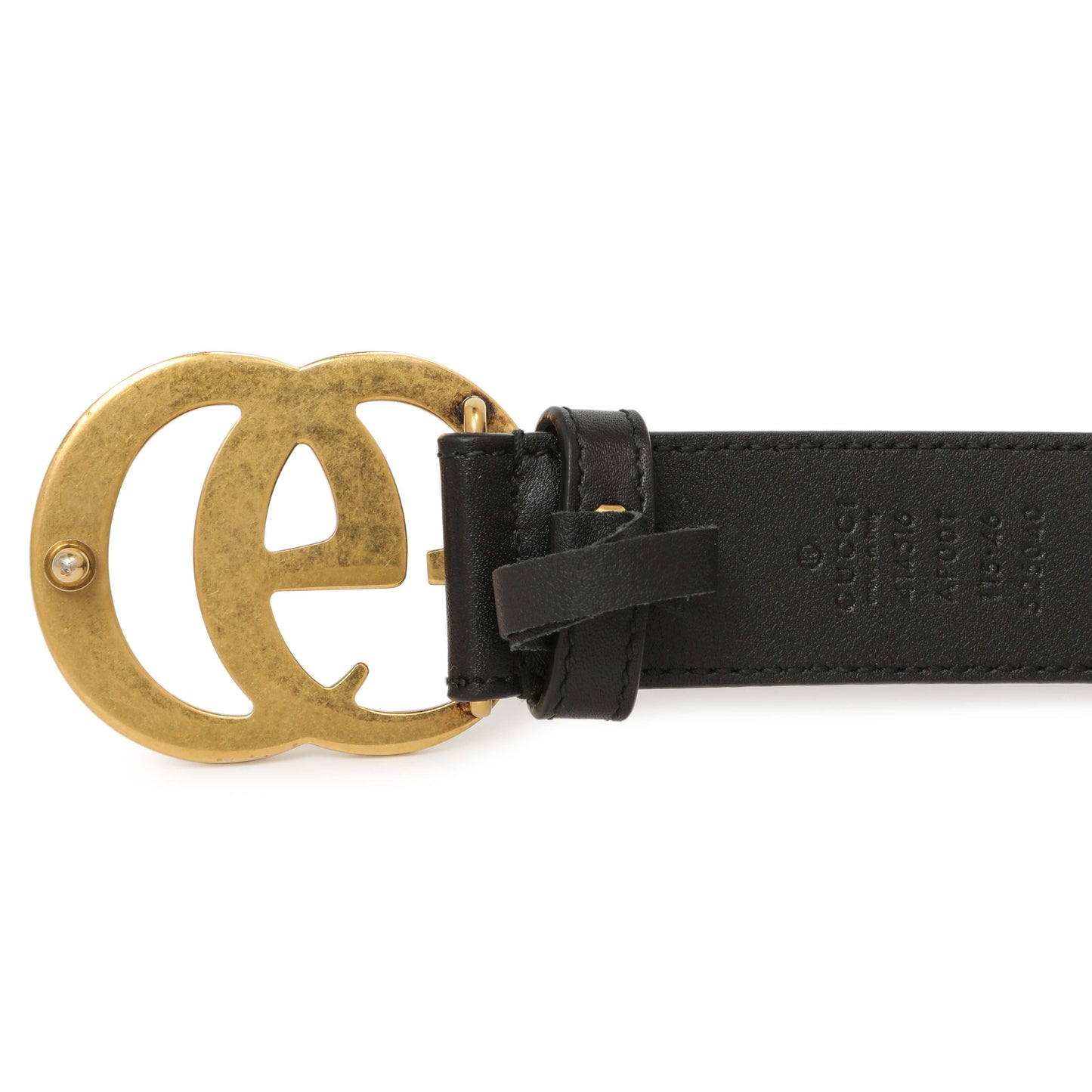 Exclusive Gucci Black Calfskin Double G 30mm Belt — Top View