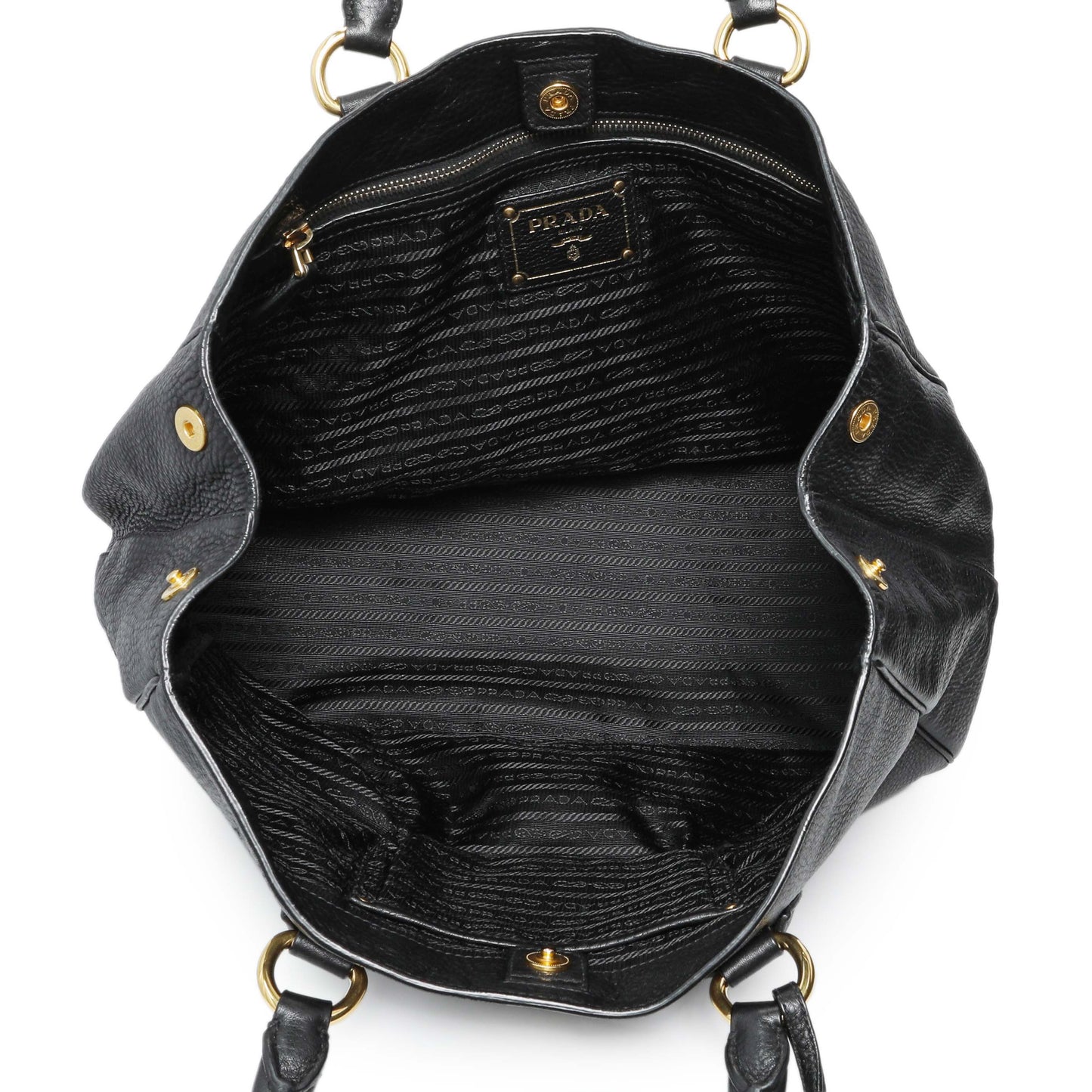 Exclusive Prada Black Vitello Daino Shopping Tote — Alternate View 8
