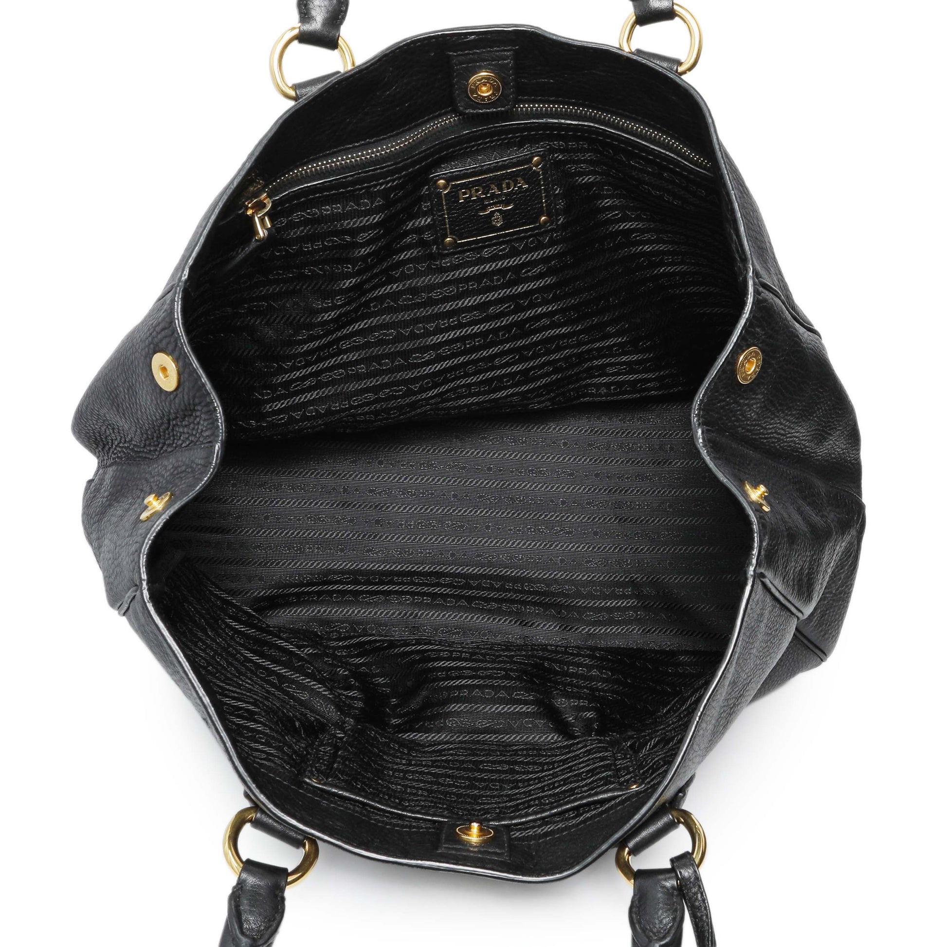 Exclusive Prada Black Vitello Daino Shopping Tote — Alternate View 8