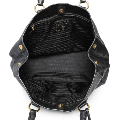 Exclusive Prada Black Vitello Daino Shopping Tote — Alternate View 8