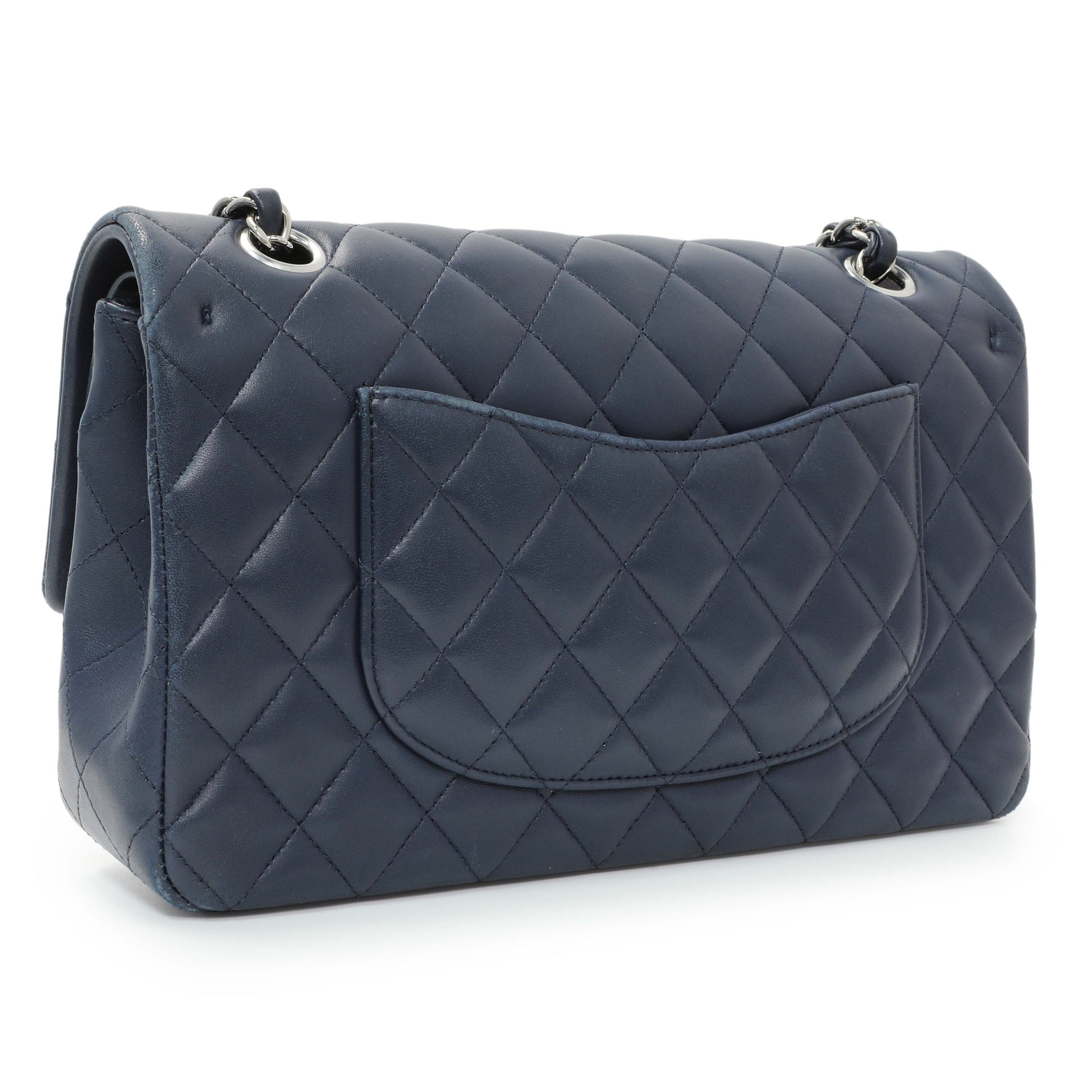 Exclusive Chanel Blue Quilted Lambskin Medium Classic Double Flap — Side View