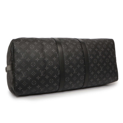 Exclusive Louis Vuitton Monogram Eclipse Keepall 55 Bandouliere — Back View