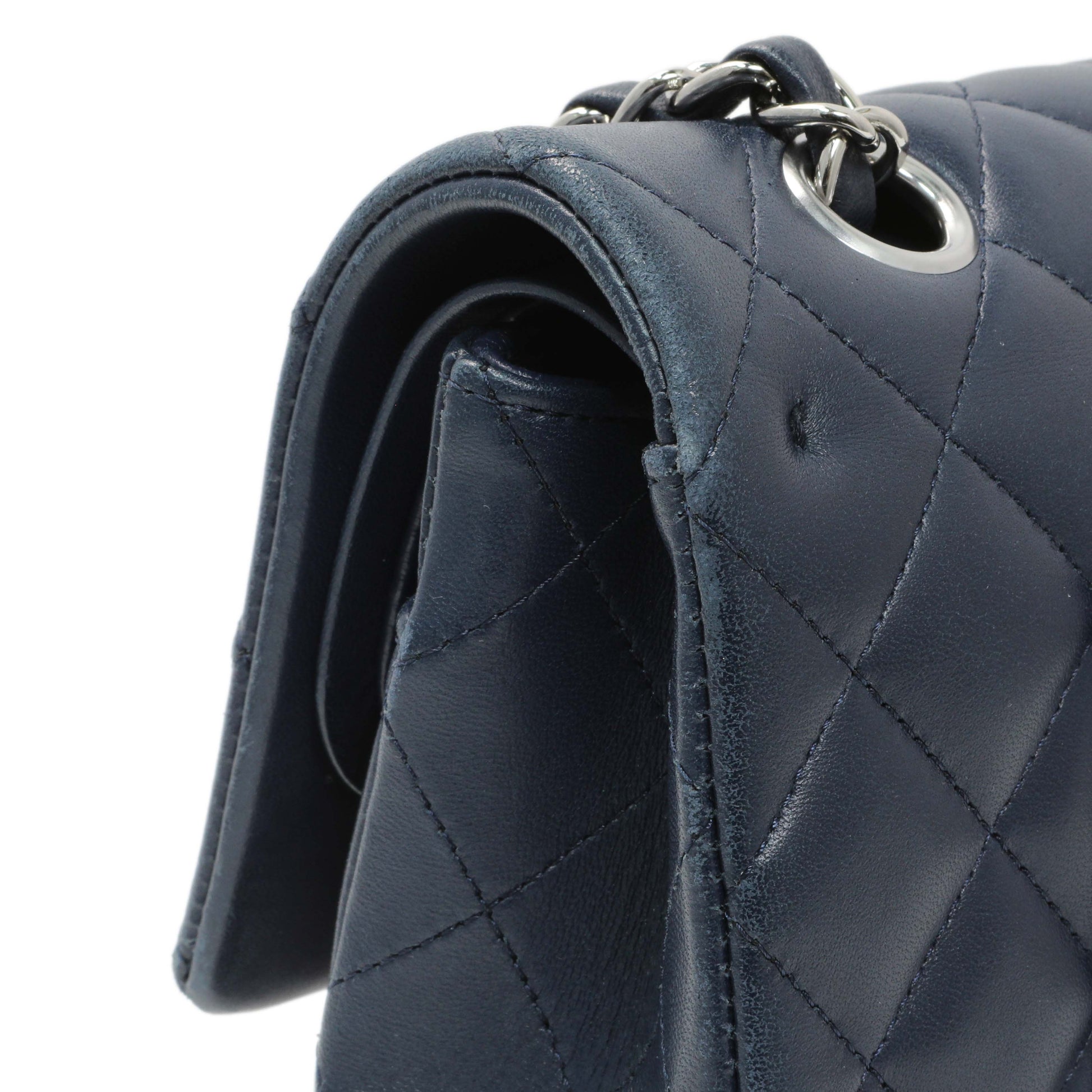 Exclusive Chanel Blue Quilted Lambskin Medium Classic Double Flap — Alternate View 10