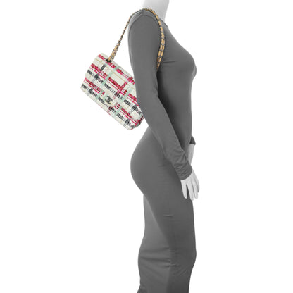 Exclusive Chanel White Pink Tweed Quilted Medium Double Flap — Alternate View 12