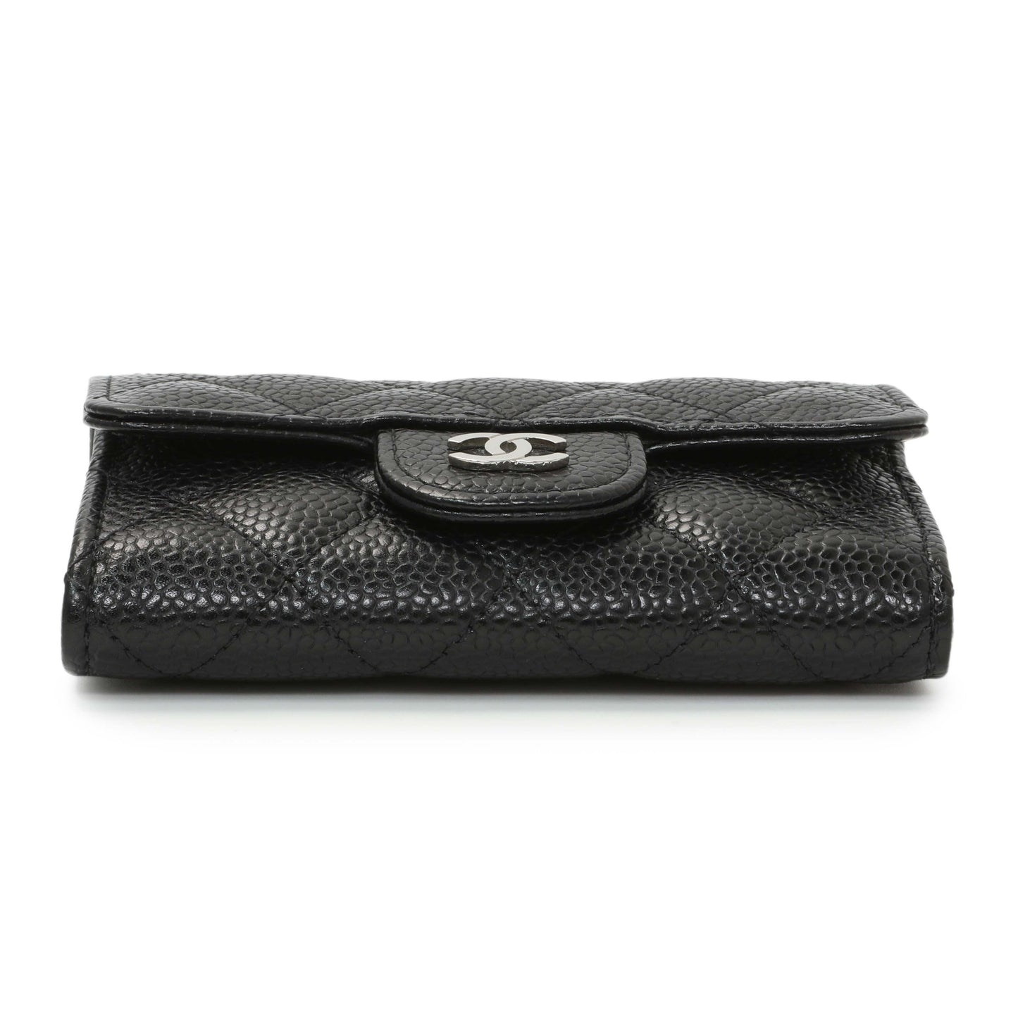 Exclusive Chanel Black Quilted Caviar Flap Card Holder — Back View