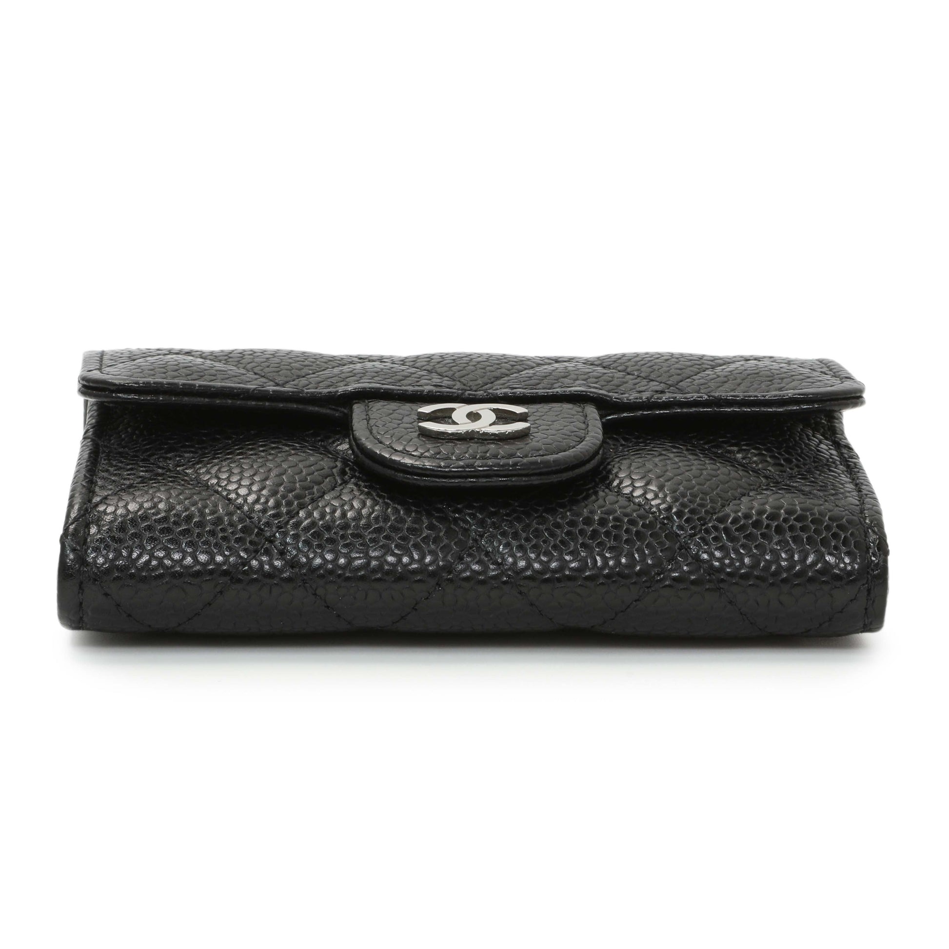 Exclusive Chanel Black Quilted Caviar Flap Card Holder — Back View