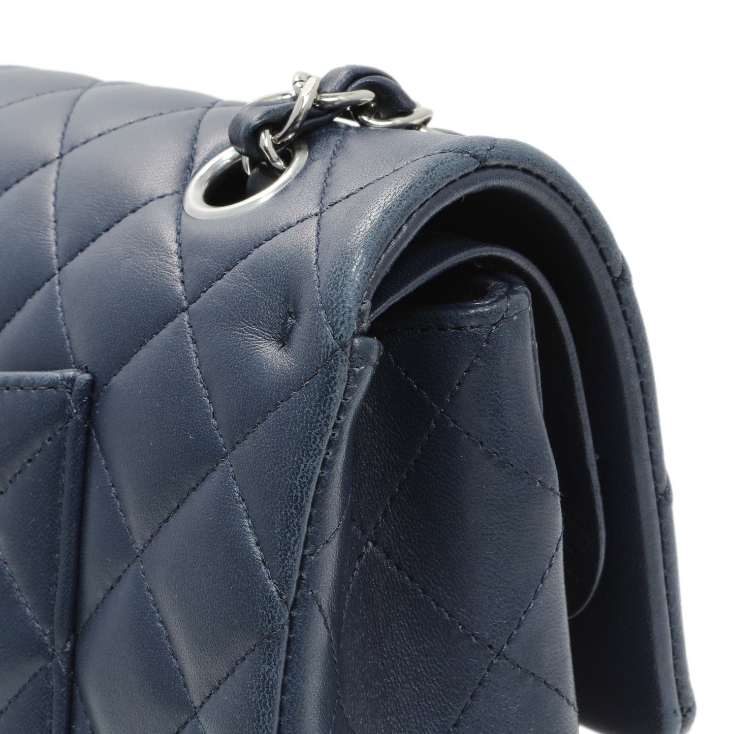 Exclusive Chanel Blue Quilted Lambskin Medium Classic Double Flap — Alternate View 11