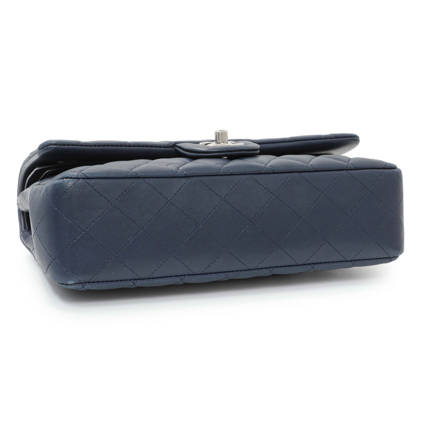 Exclusive Chanel Blue Quilted Lambskin Medium Classic Double Flap — Back View