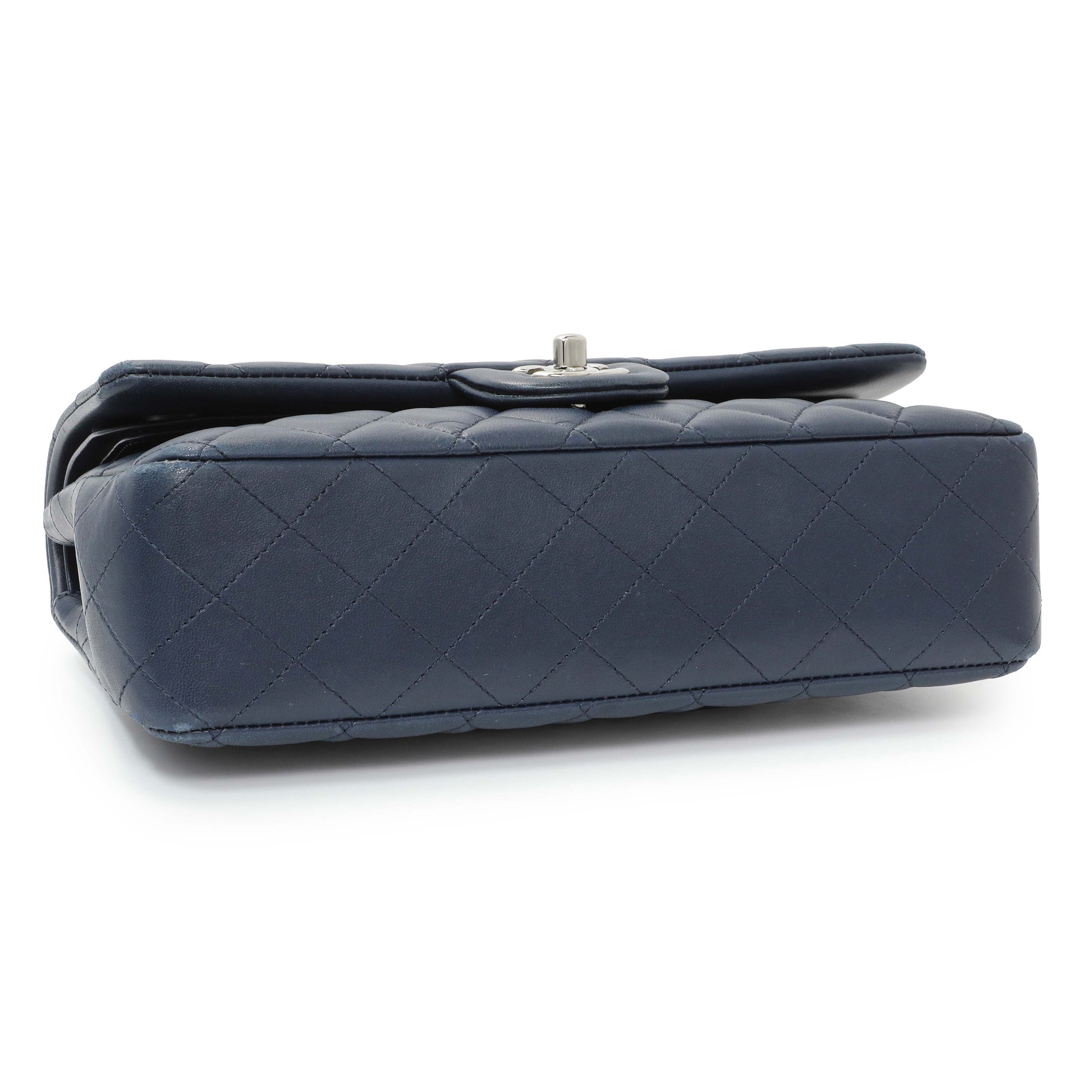 Exclusive Chanel Blue Quilted Lambskin Medium Classic Double Flap — Back View