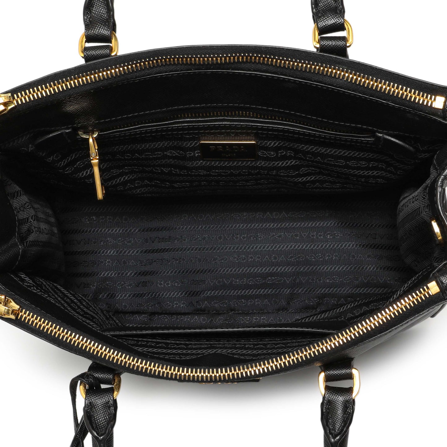 Exclusive Prada Black Saffiano Small Galleria Double Zip Tote — Alternate View 8