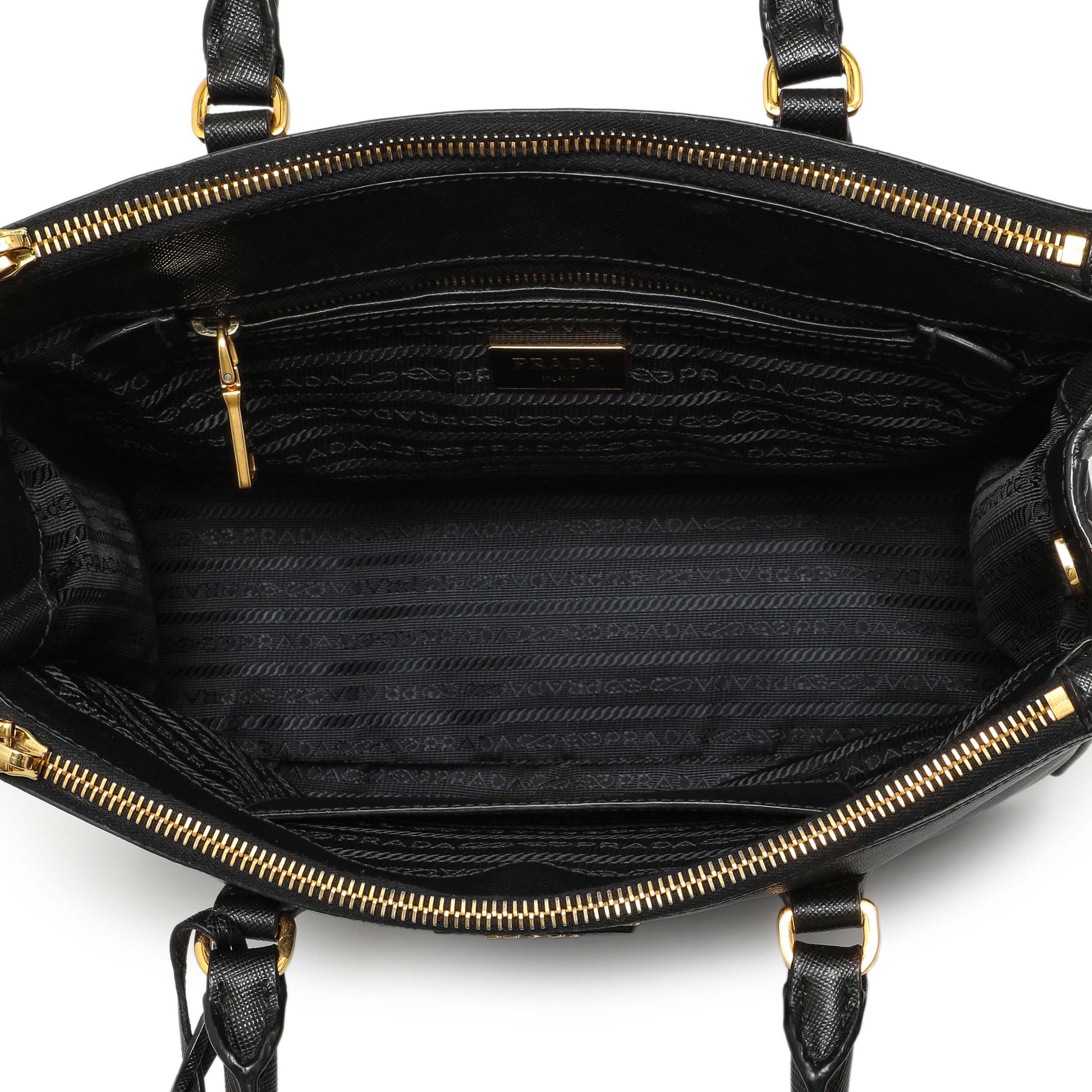 Exclusive Prada Black Saffiano Small Galleria Double Zip Tote — Alternate View 8