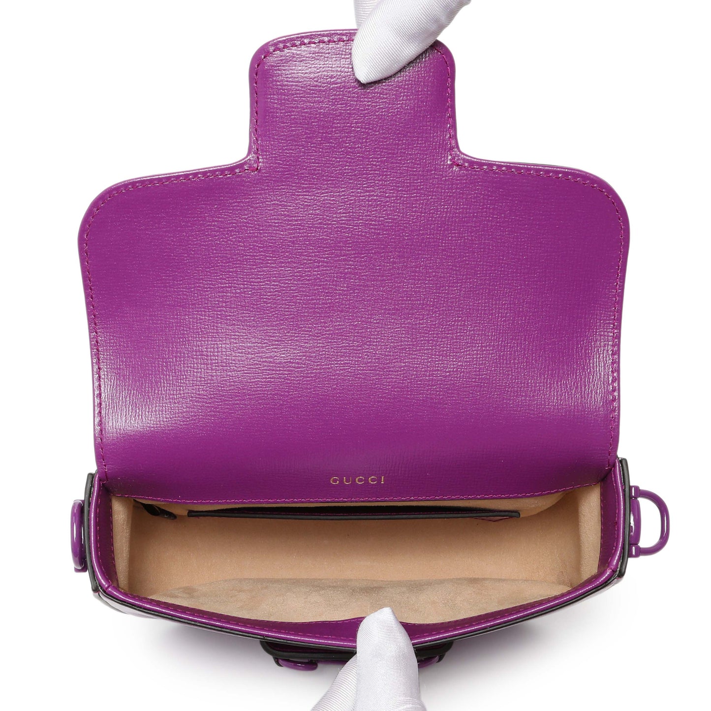 Exclusive Gucci Purple Calfskin Horsebit 1955 Small Shoulder Bag — Top View