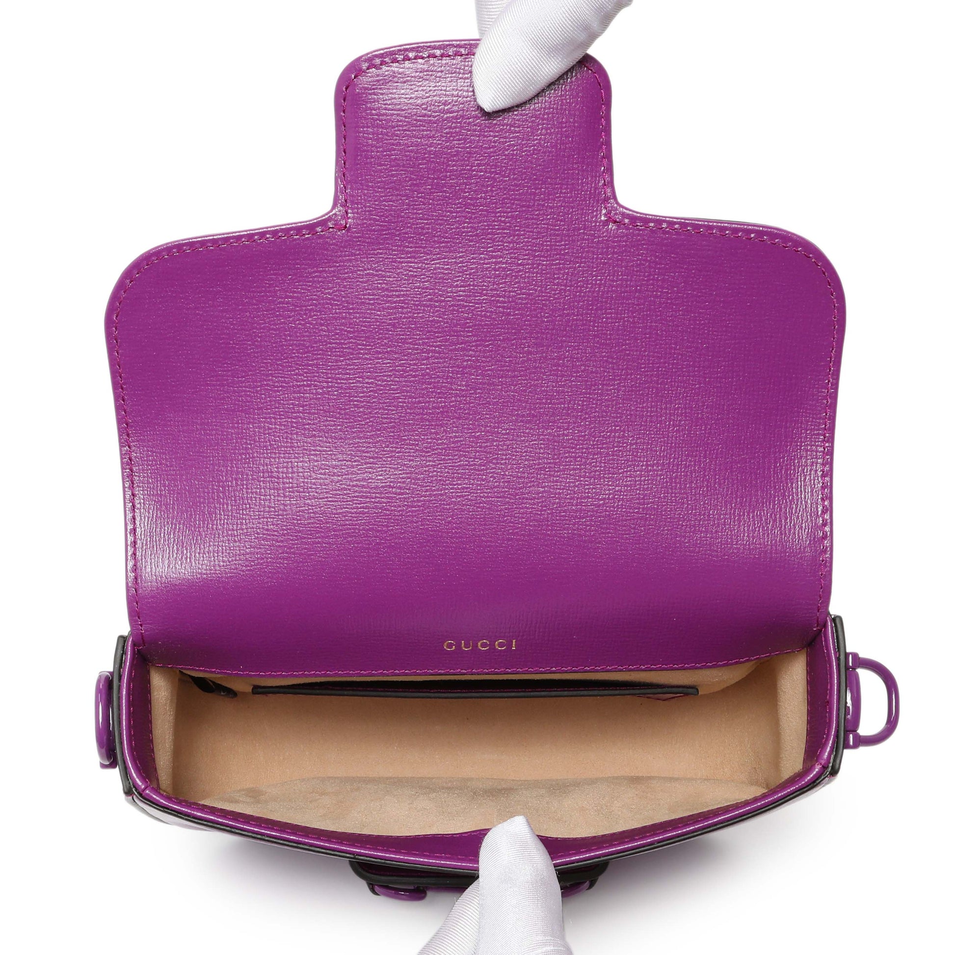 Exclusive Gucci Purple Calfskin Horsebit 1955 Small Shoulder Bag — Top View