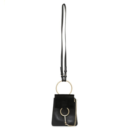 Exclusive Chloe Black Suede Calfskin Mini Faye Bracelet Bag — Front View