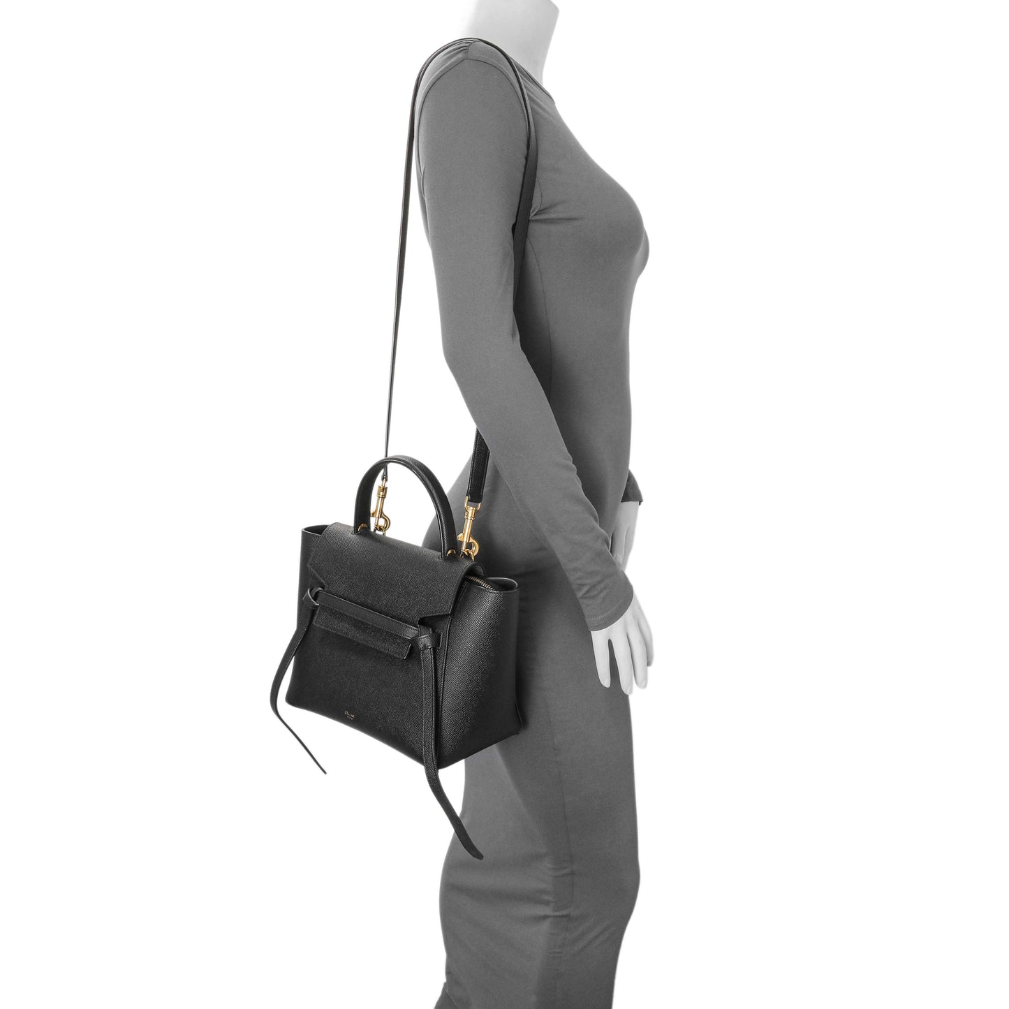 Exclusive Celine Black Grained Calfskin Micro Belt Bag — Alternate View 8