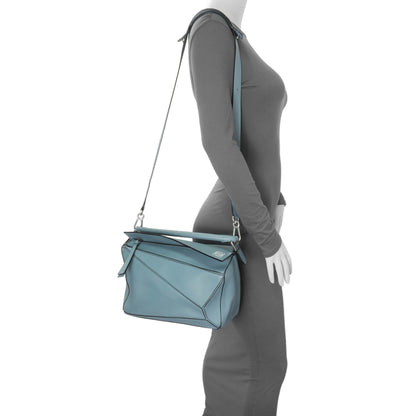 Exclusive Loewe Blue Calfskin Medium Puzzle Bag — Alternate View 11