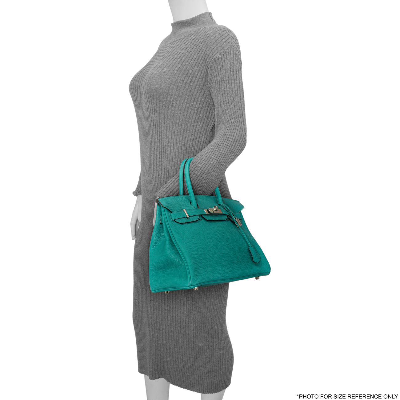 Exclusive Hermes Bleu Paon Clemence Birkin 30 — Alternate View 7