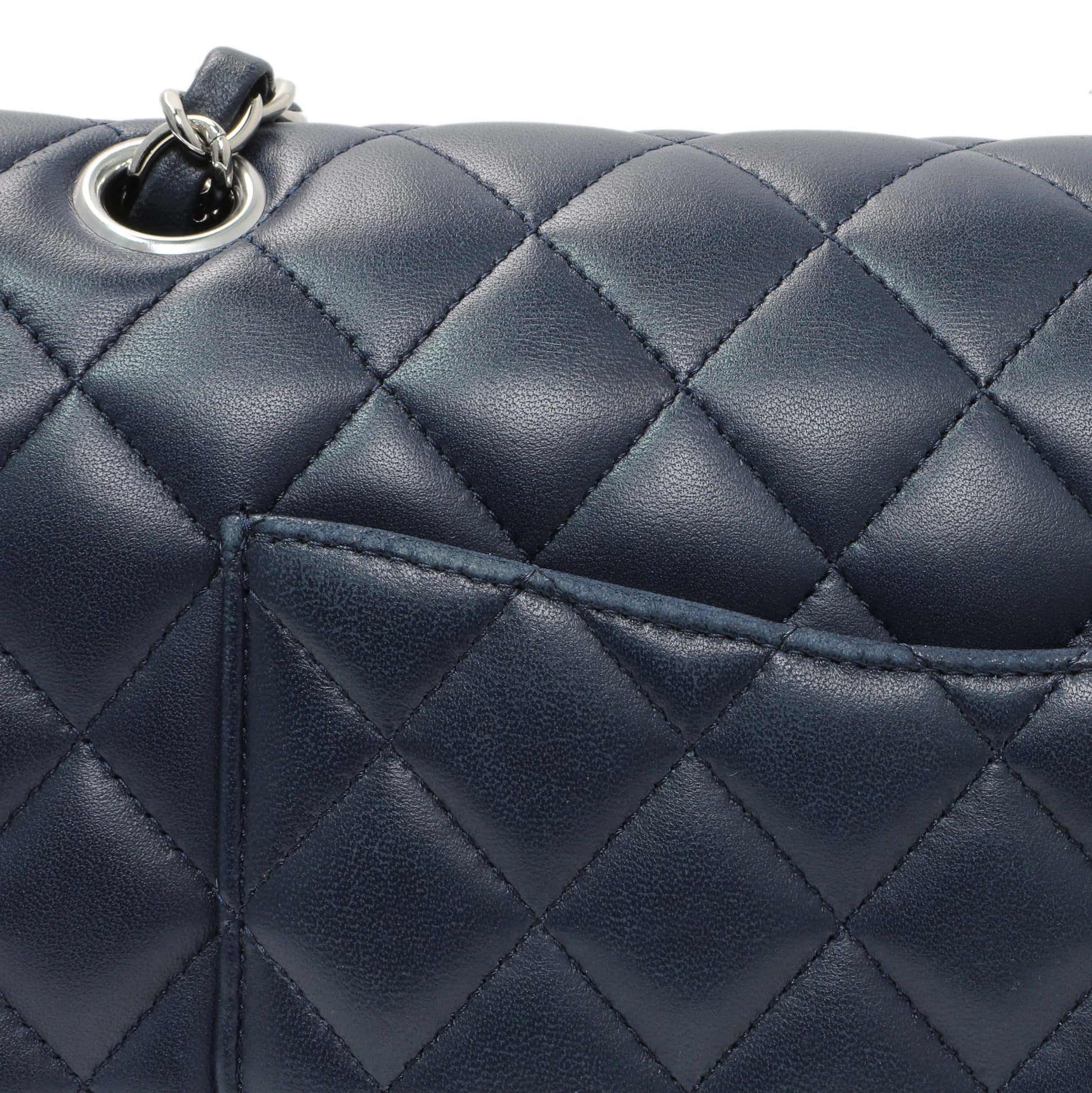 Exclusive Chanel Blue Quilted Lambskin Medium Classic Double Flap — Alternate View 12