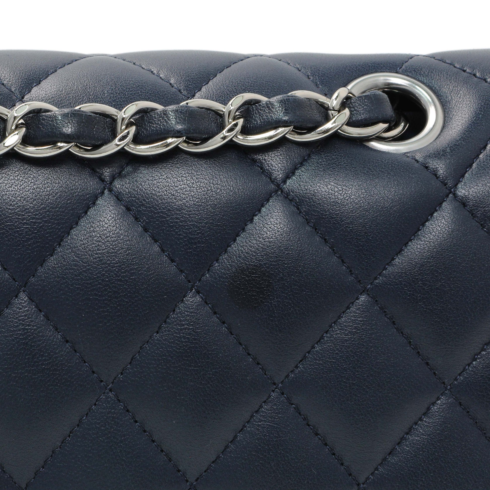 Exclusive Chanel Blue Quilted Lambskin Medium Classic Double Flap — Alternate View 13