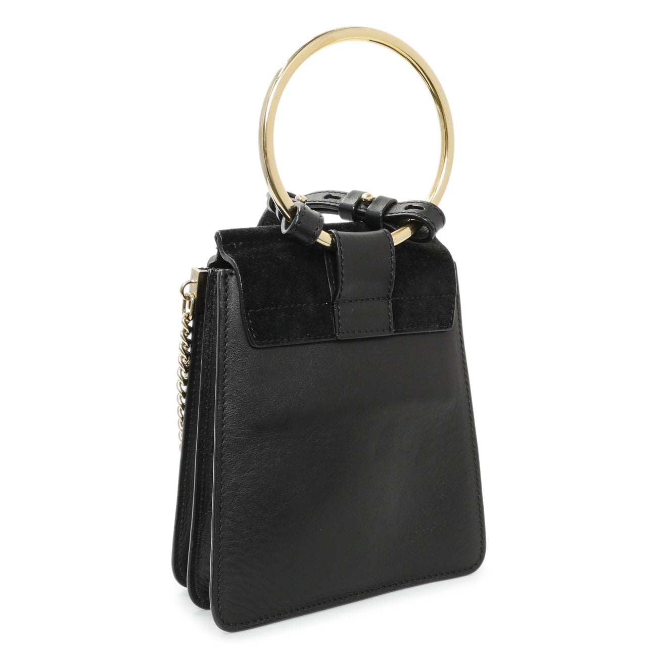 Exclusive Chloe Black Suede Calfskin Mini Faye Bracelet Bag — Back View