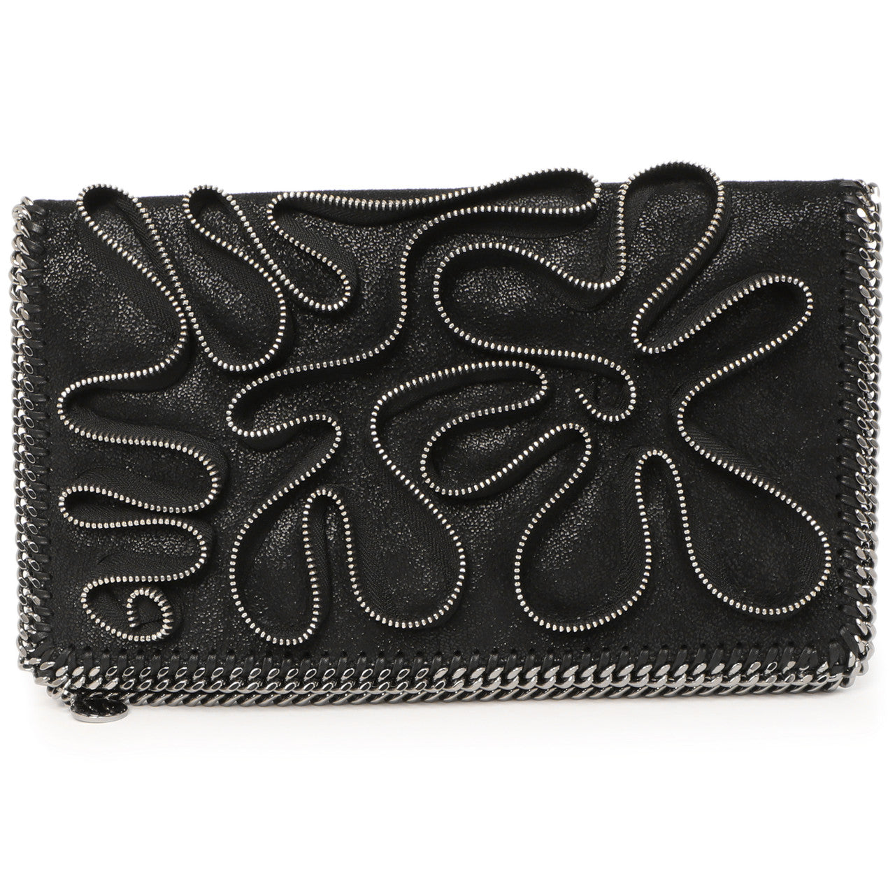 Exclusive Stella McCartney Black Shaggy Deer Cavendish Zipper Clutch — Front View