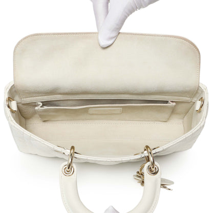 Exclusive Christian Dior White Lambskin Cannage Medium Lady D-Joy — Top View