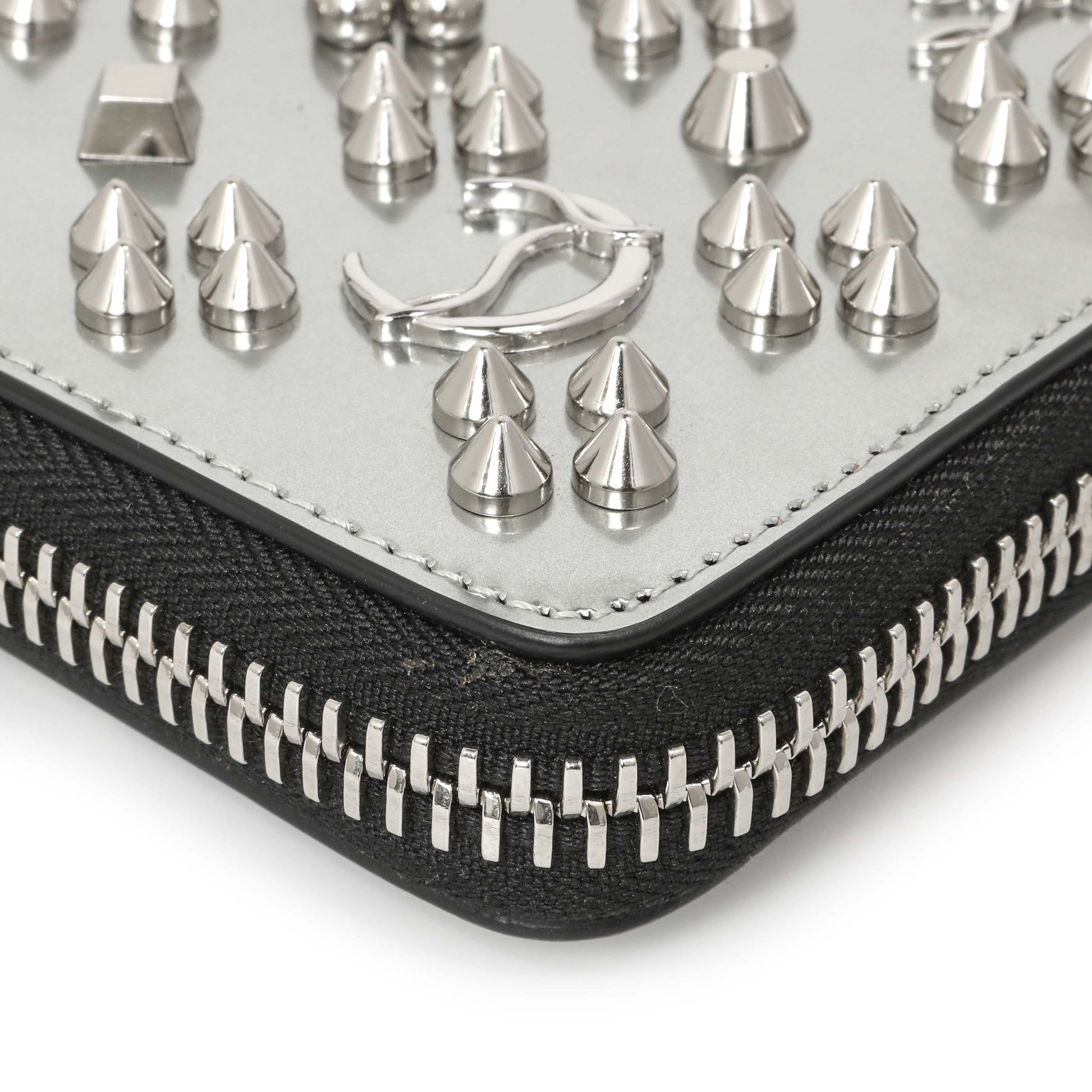 Exclusive Christian Louboutin Silver Patent Leather Panettone Spiked Zip Around Wallet — Alternate View 7