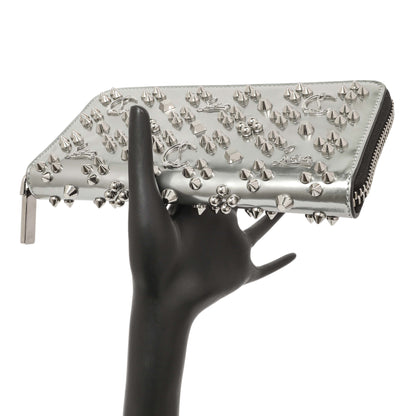Exclusive Christian Louboutin Silver Patent Leather Panettone Spiked Zip Around Wallet — Alternate View 8