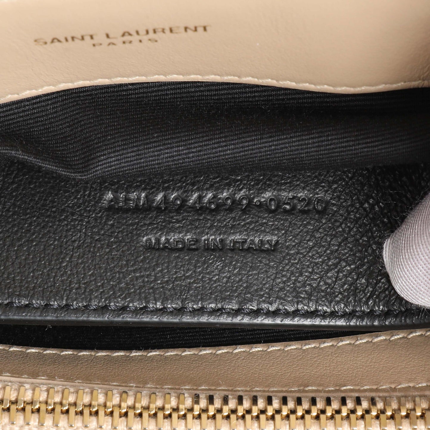 Exclusive Saint Laurent Dark Beige Calfskin Loulou Chain Small Satchel — Alternate View 10