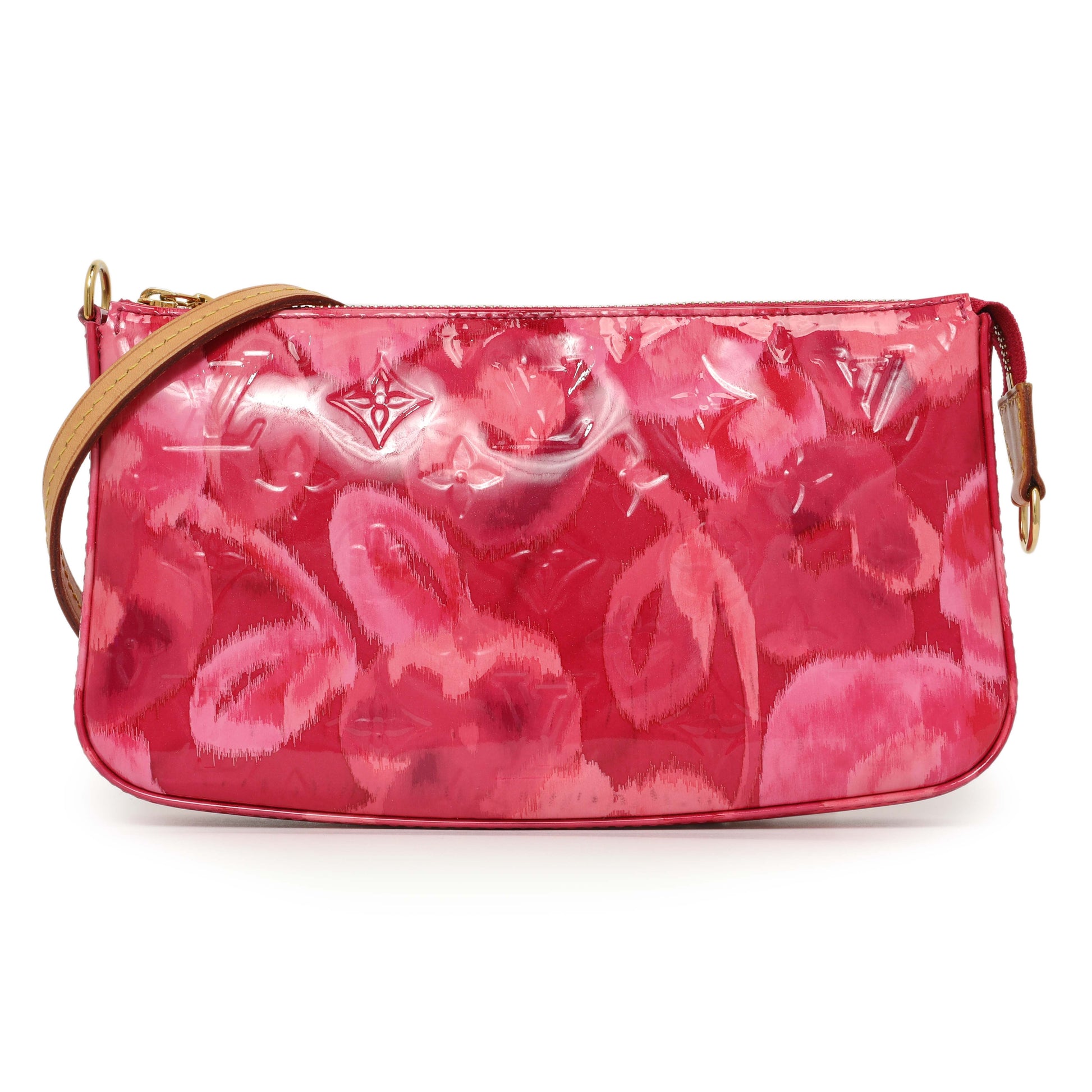 Exclusive Louis Vuitton Rose Indien Vernis Ikat Pochette Accessories NM — Front View