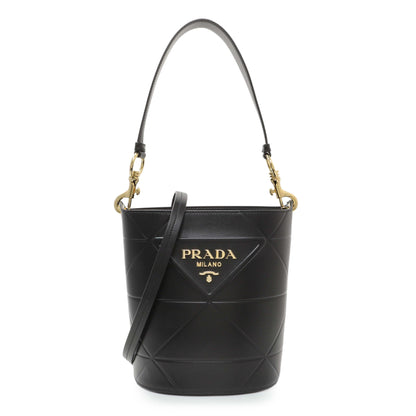 Exclusive Prada Black Calfskin Symbole Bucket Bag — Front View
