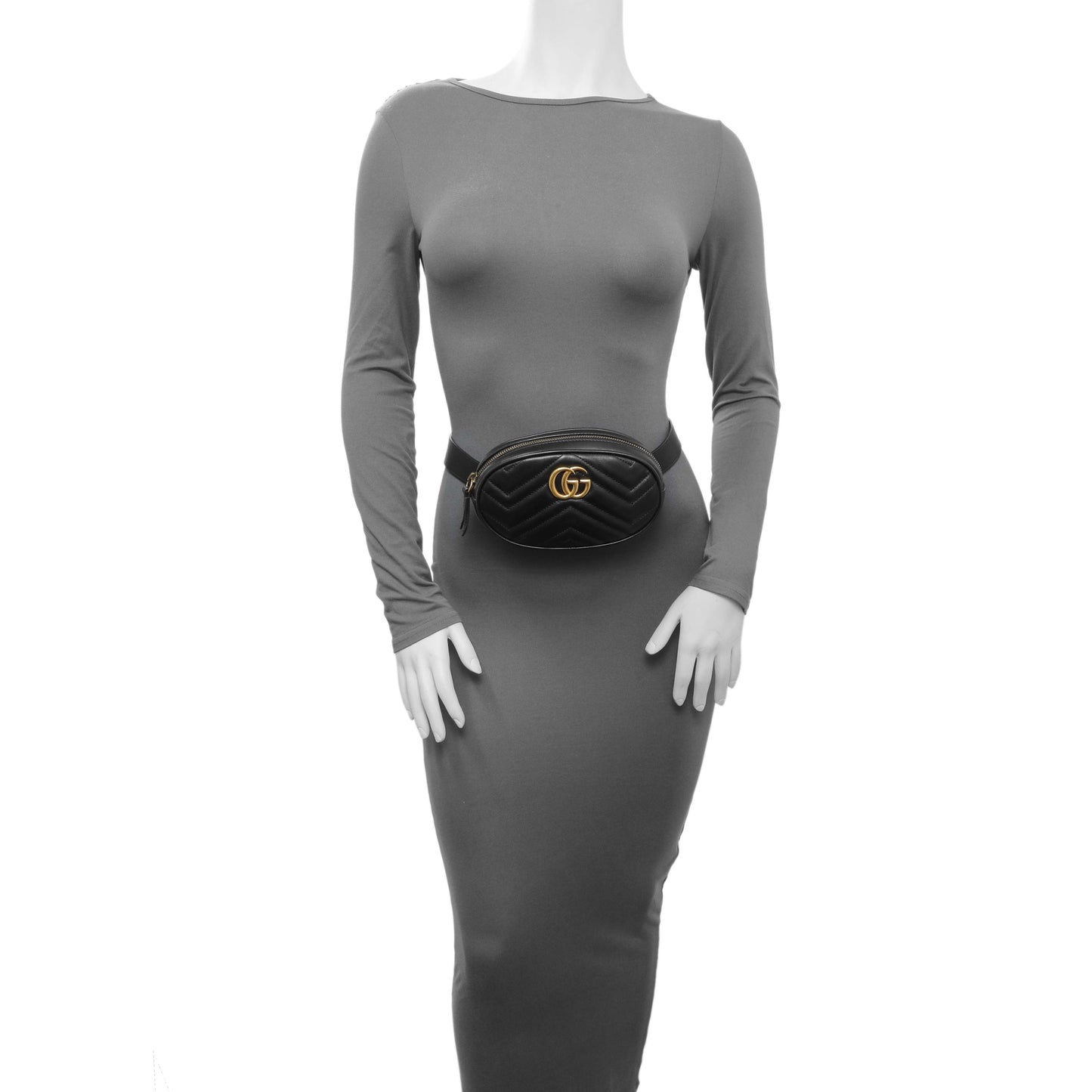 Exclusive Gucci Black Calfskin Matelasse GG Marmont Belt Bag — Alternate View 7