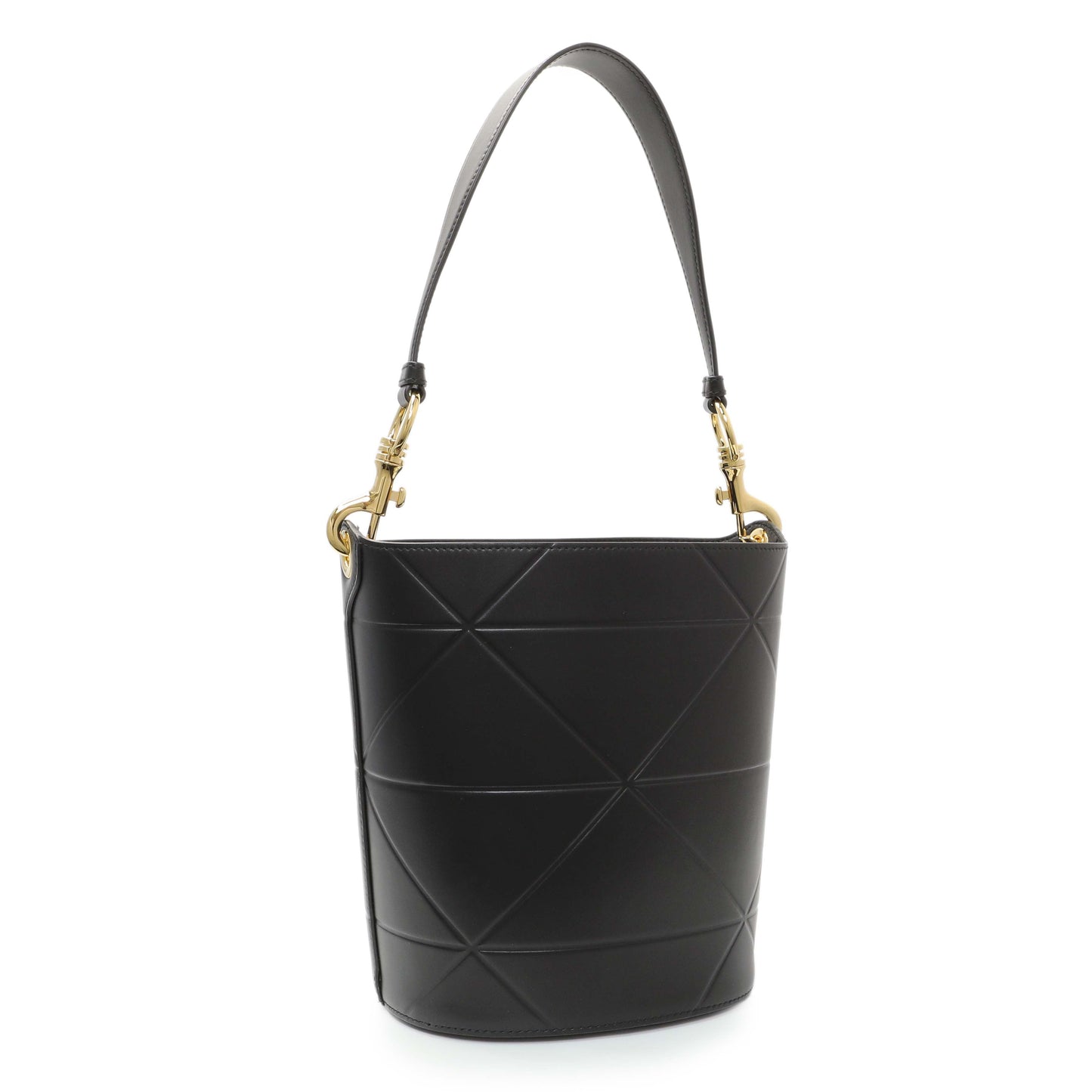 Exclusive Prada Black Calfskin Symbole Bucket Bag — Side View