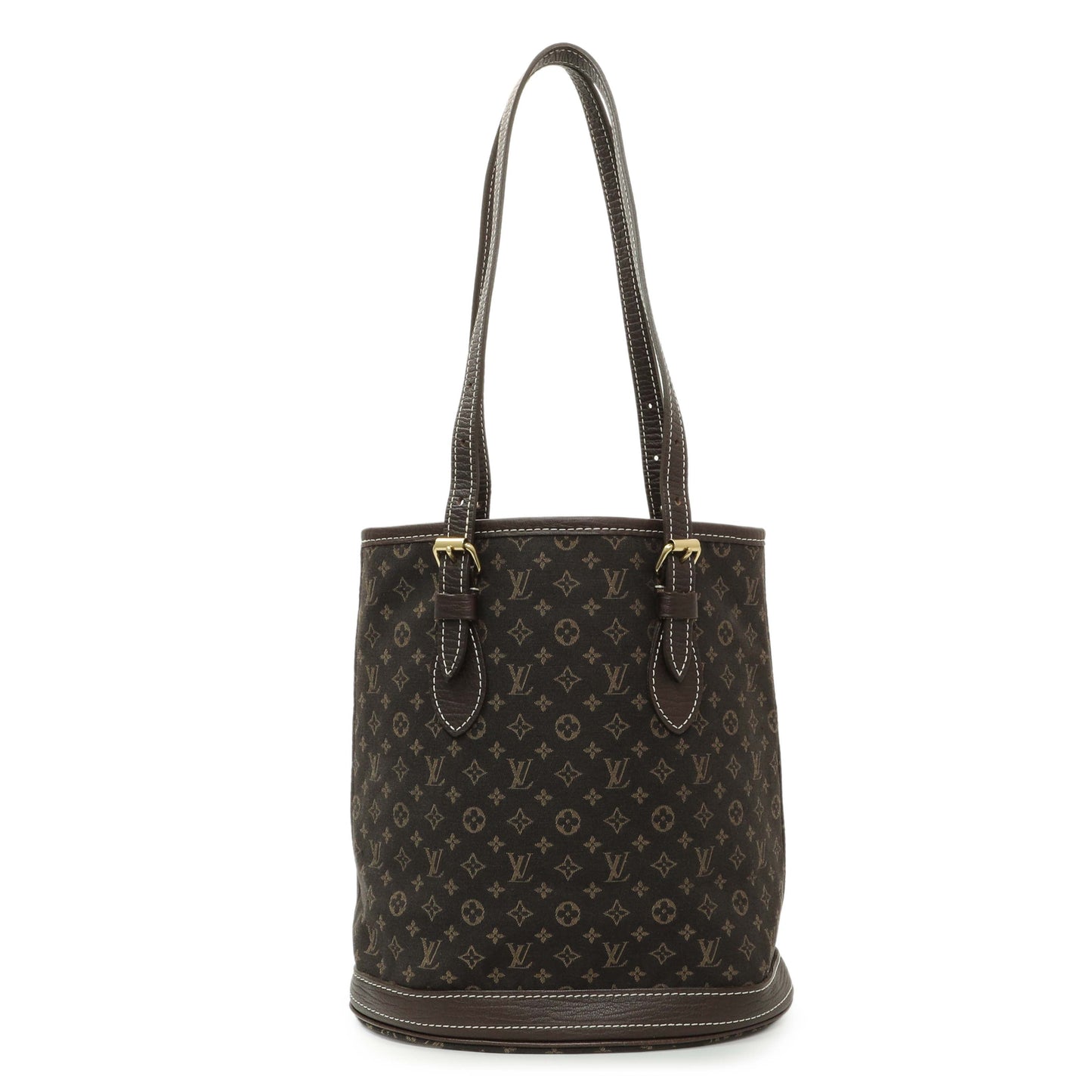 Exclusive Louis Vuitton Ebene Mini Lin Petit Bucket — Front View