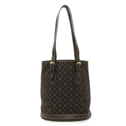 Exclusive Louis Vuitton Ebene Mini Lin Petit Bucket — Front View