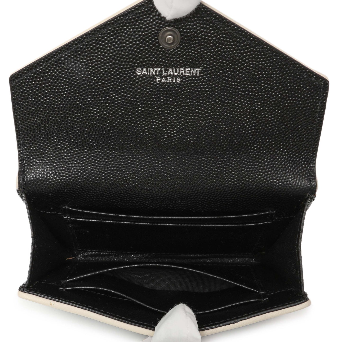 Exclusive Saint Laurent Black Grain De Poudre Matelasse Chevron Monogram Envelope Wallet — Alternate View 12
