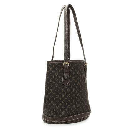 Exclusive Louis Vuitton Ebene Mini Lin Petit Bucket — Side View
