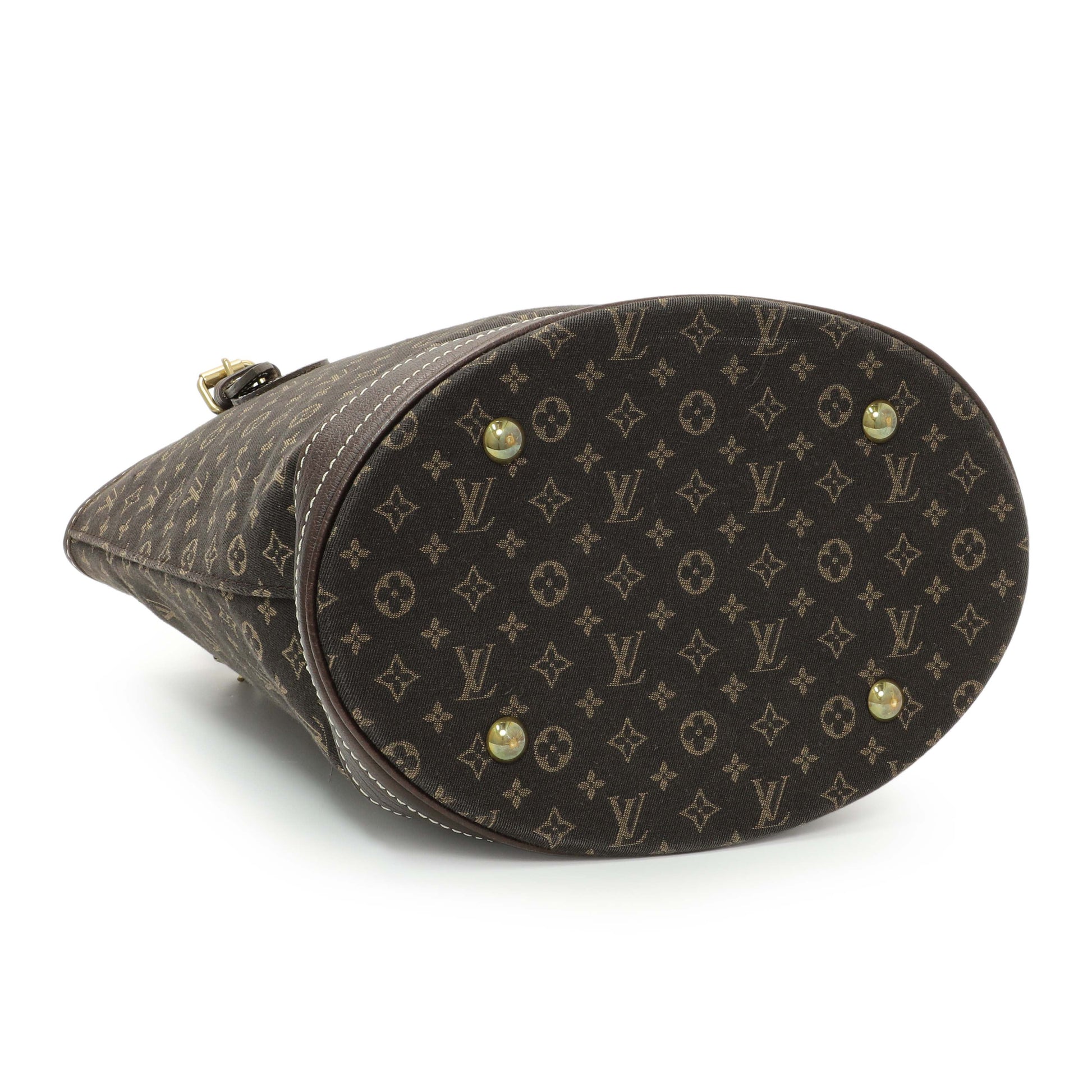 Exclusive Louis Vuitton Ebene Mini Lin Petit Bucket — Back View