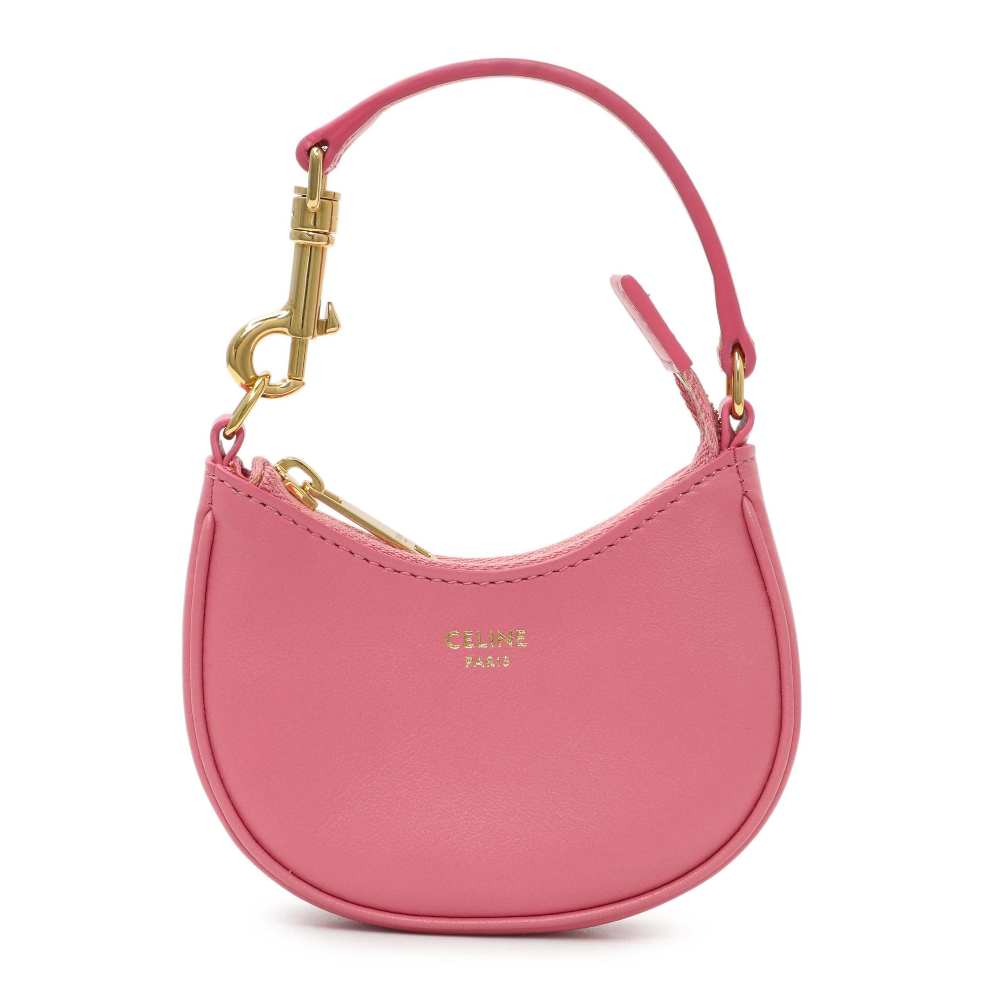 Exclusive Celine Pink Calfskin Micro Ava Pouch Charm — Front View
