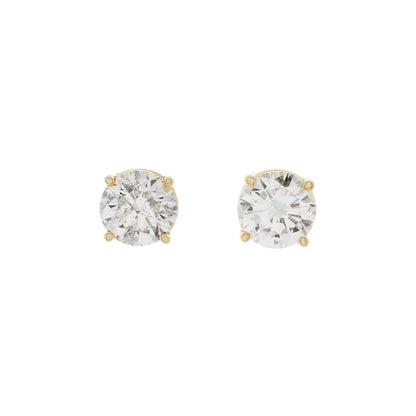 Exclusive 14K Yellow Gold 1.35 Carat Diamond Stud  Earrings — Front View