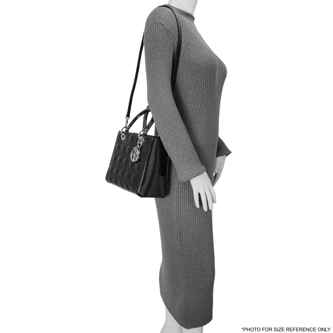Exclusive Christian Dior Black Patent Cannage Medium Lady Dior — Alternate View 12
