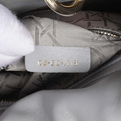 Exclusive Christian Dior Grey Metallic Lambskin Cannage Mini Lady Dior — Lifestyle View