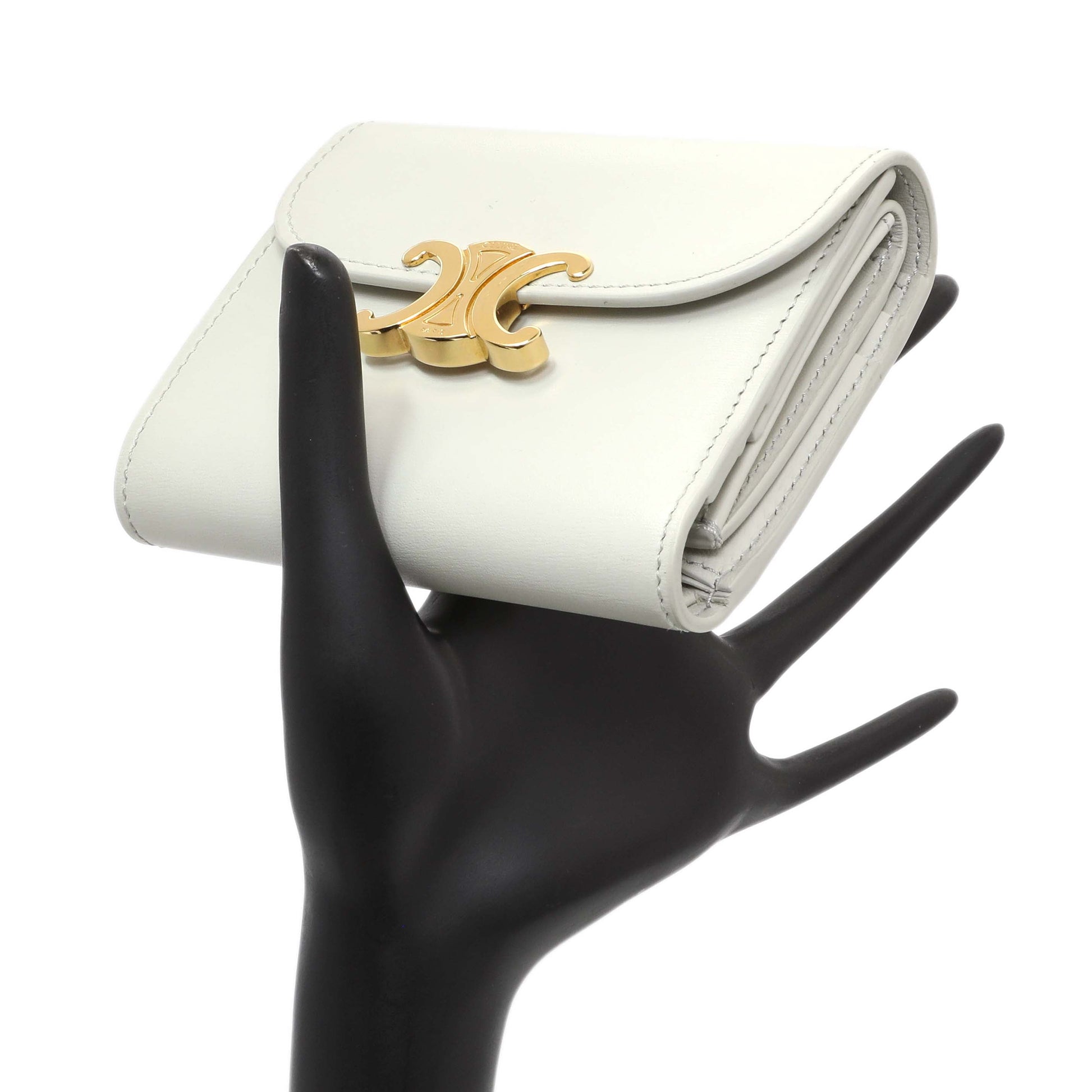 Exclusive Celine Grey Shiny Calfskin Small Triomphe Wallet — Alternate View 8